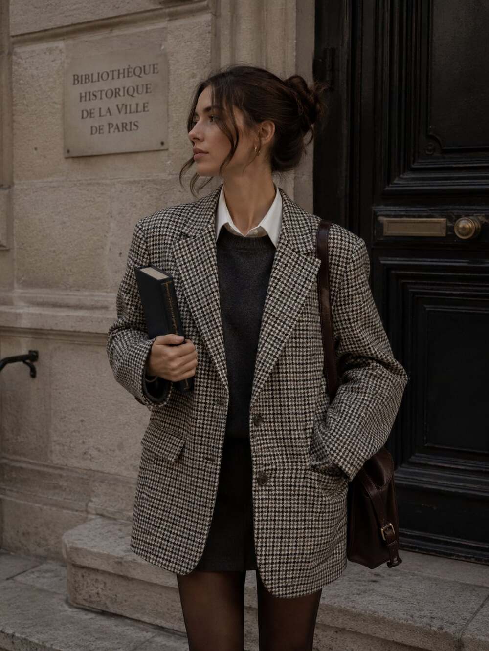 J.Crew Moon British Wool Houndstooth Blazer 100% Wool Oversized Academia Preppy